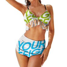 Charger l&#39;image dans la galerie, Ensemble bikini triangle push-up 2 pièces avec volants tendance pour femme BK2066 personnalisée avec prénom motif texte (conception multi-images)
