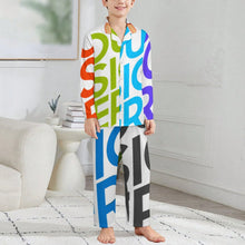 Charger l&#39;image dans la galerie, Ensemble de pyjama à manches longues LM125 pour enfants personnalisée avec prénom motif texte (conception multi-images)
