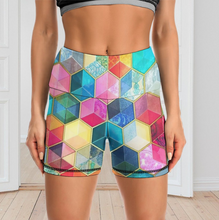 Charger l&#39;image dans la galerie, Shorts de yoga sport pour femmes Y10A personnalisés avec photo texte motif (conception multi-images)
