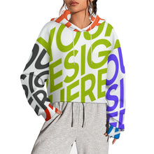 Charger l&#39;image dans la galerie, Sweat à capuche court sans ourlet pour femme MXU022 personnalisée avec prénom motif texte (conception multi-images)
