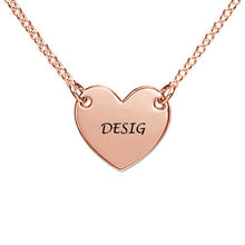 Charger l&#39;image dans la galerie, Collier coeur en argent sterling 925 pour femme X0057 gravure personnalisé avec prénom texte
