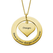 Charger l&#39;image dans la galerie, Collier avec anneau coeur en argent 925 pour femme mère X0052 gravure personnalisé avec prénom texte
