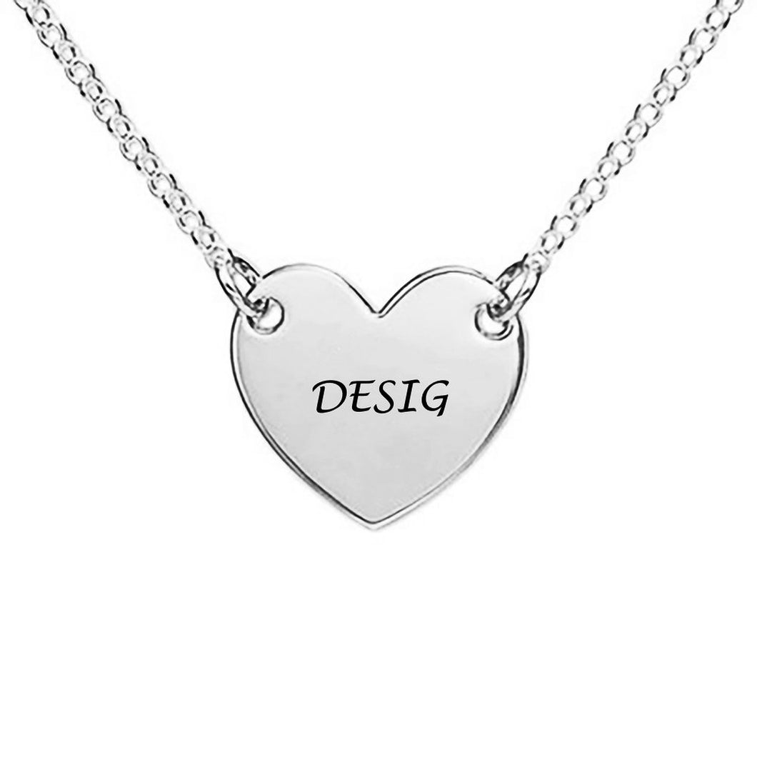 Collier coeur en argent sterling 925 pour femme X0057 gravure personnalisé avec prénom texte