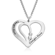 Charger l&#39;image dans la galerie, Collier Coeur Entrelacé avec zircon cubique X0075 pour femme en argent sterling 925 gravure personnalisé avec nom texte
