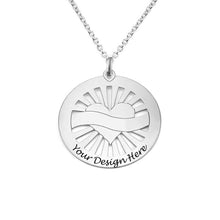 Charger l&#39;image dans la galerie, Collier Pendentif Rond Coeur Gravé X0082 pour femme gravure personnalisé avec texte / prénom
