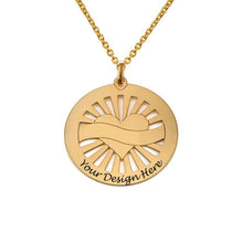 Charger l&#39;image dans la galerie, Collier Pendentif Rond Coeur Gravé X0082 pour femme gravure personnalisé avec texte / prénom
