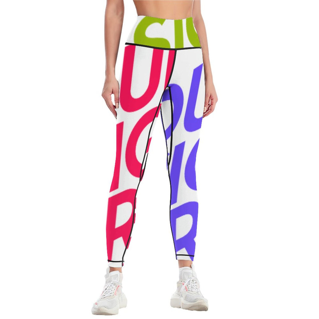 Pantalon de yoga femme legging sport gym YJ033 personnalisé avec texte motif photo (conception multi-images)