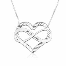 Charger l&#39;image dans la galerie, Collier Boucle Infinie avec pendentif cœur gravé X0029 longueur réglable gravure personnalisé avec texte prénom
