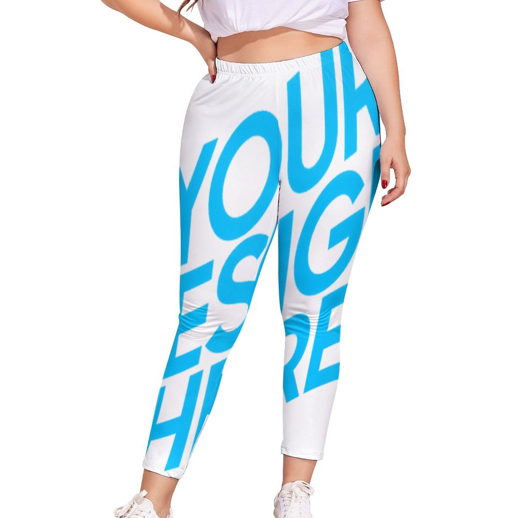 Legging stretch sport moderne femme grande taille personnalisé avec photo motif texte logo (Impression d'image unique)