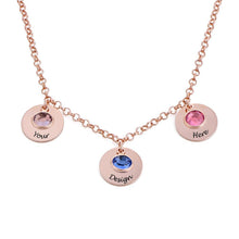 Charger l&#39;image dans la galerie, Collier pendentif pierre de naissance X0084 pour femme gravure personnalisé avec prénom
