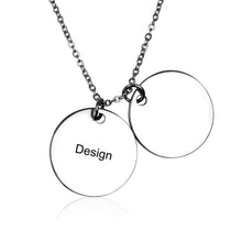 Charger l&#39;image dans la galerie, Collier disque deux en acier au titane pour femmes gravure personnalisé avec prénom texte
