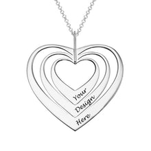 Charger l&#39;image dans la galerie, Collier Trois Coeurs X0085 en argent sterling 925 / cuivre pour femme gravure personnalisé avec prénom texte
