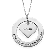 Charger l&#39;image dans la galerie, Collier avec anneau coeur en argent 925 pour femme mère X0052 gravure personnalisé avec prénom texte
