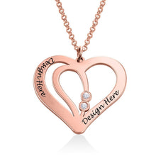 Charger l&#39;image dans la galerie, Collier Coeur Entrelacé avec zircon cubique X0075 pour femme en argent sterling 925 gravure personnalisé avec nom texte
