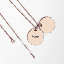 Charger l&#39;image dans la galerie, Collier disque deux en acier au titane pour femmes gravure personnalisé avec prénom texte
